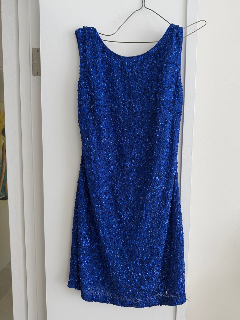 ABS Allen Schwarz , Blue Sequin Sleeveless Sheath Dress